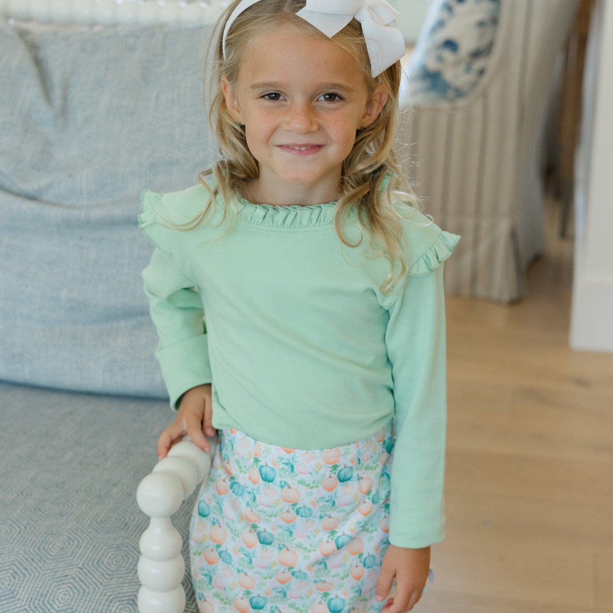 Bailey Boys Long Sleeve Ruffle Neck Tee in Celery - Little Miss Muffin Children & Home