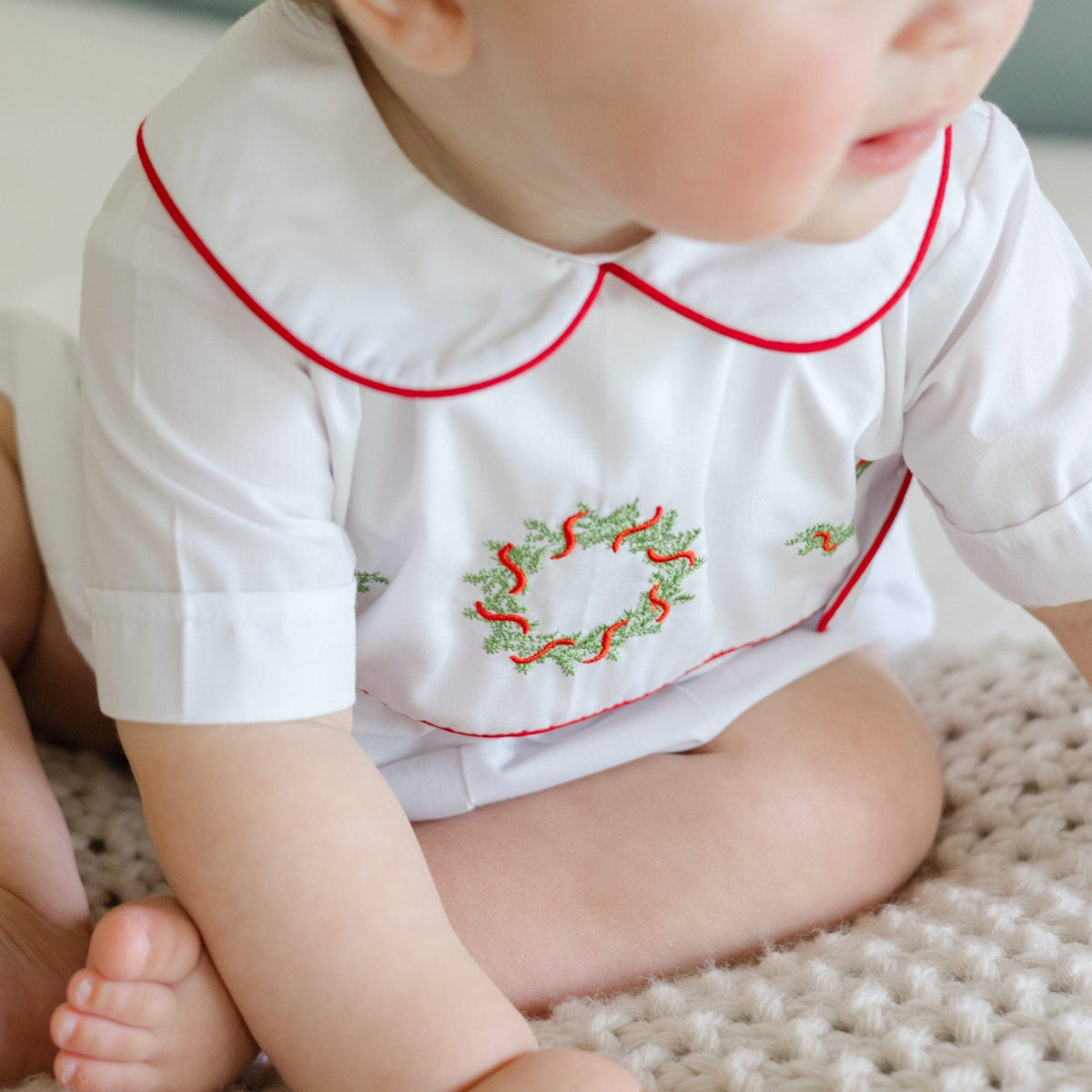 Bailey Boys White Wreath Short Dressy Bubble - Little Miss Muffin Children & Home