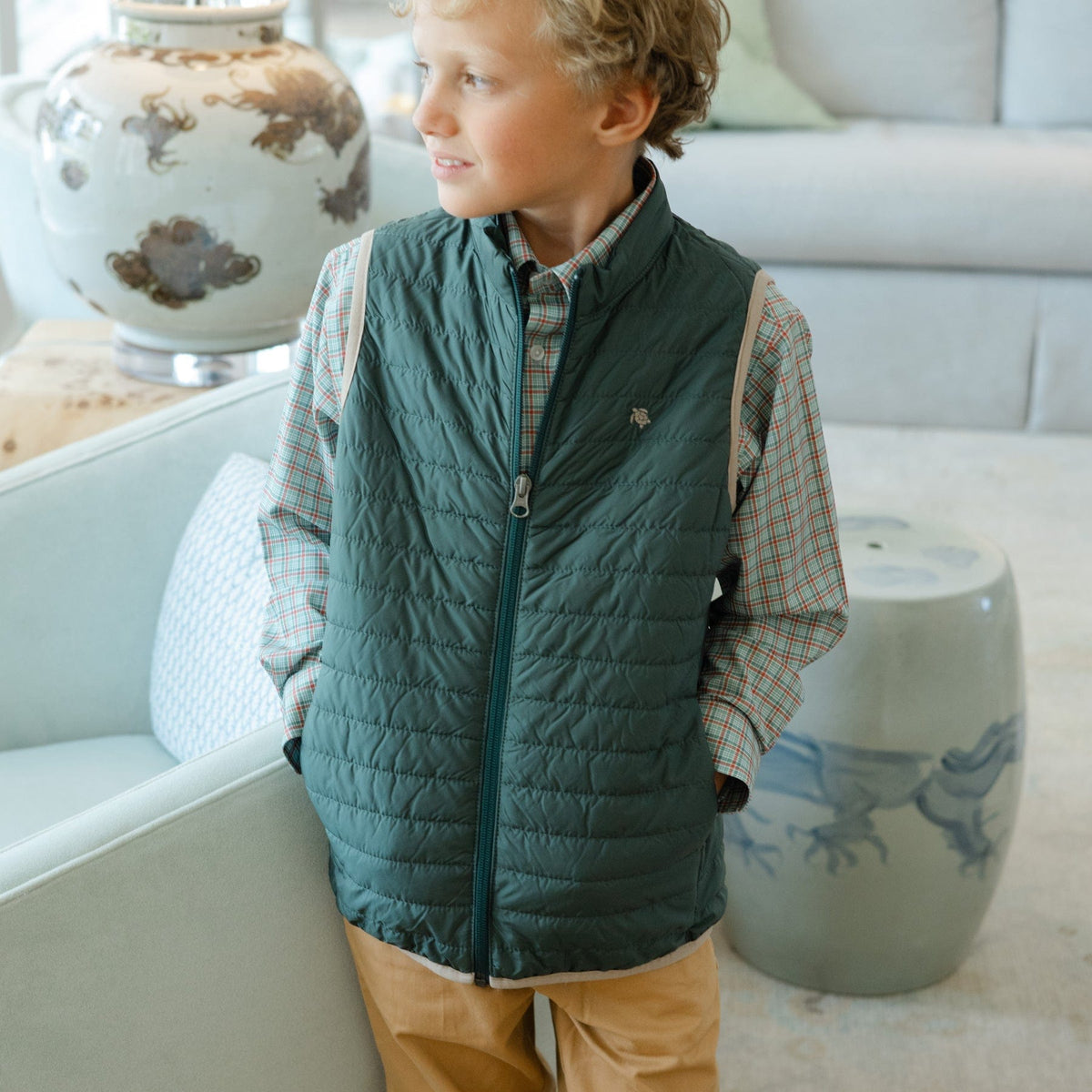 Bailey Boys Quilted Vest in Forest - Little Miss Muffin Children & Home