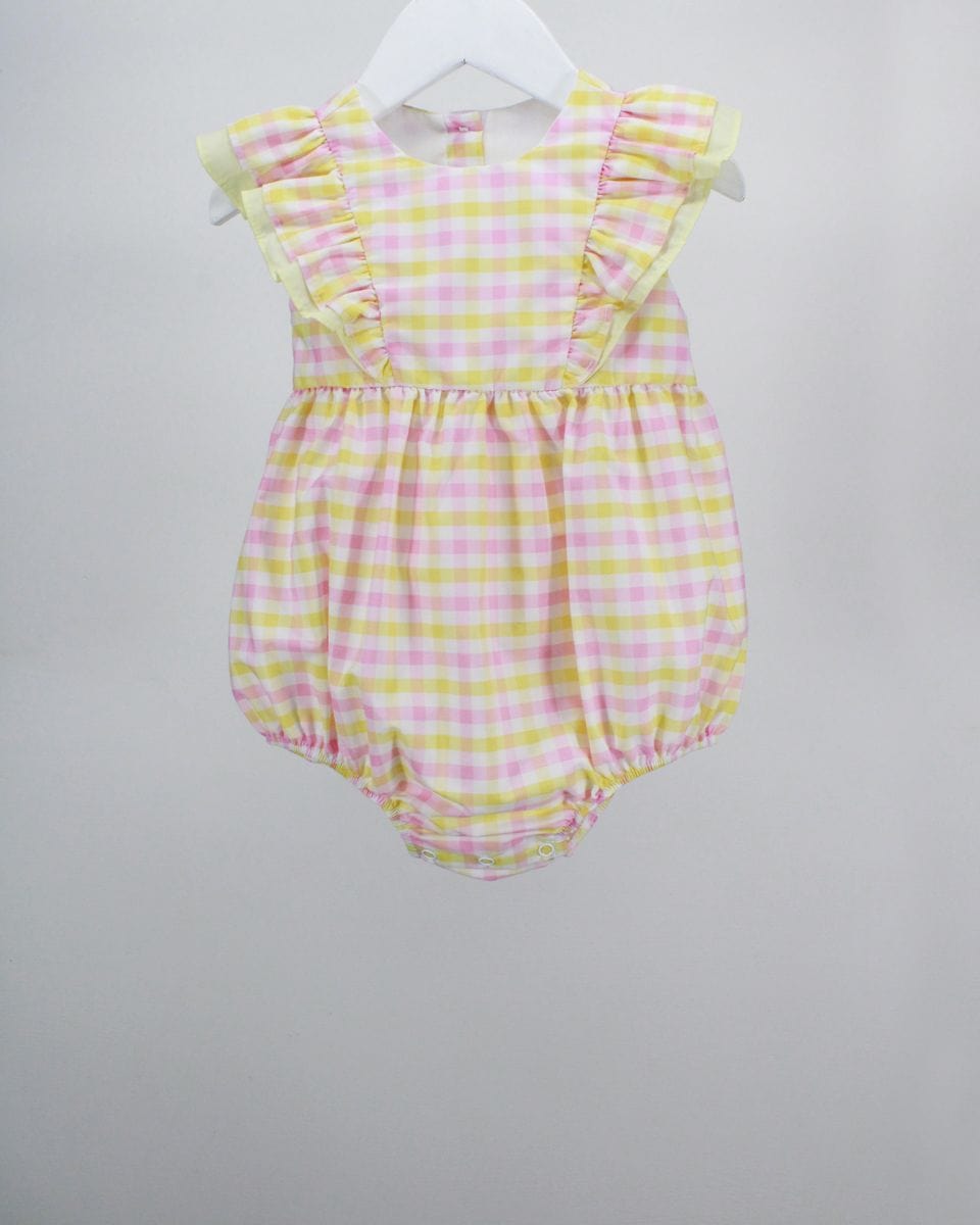 Charming Little One Charming Little One Yellow and Pink Plaid Lilith Bubble - Little Miss Muffin Children & Home