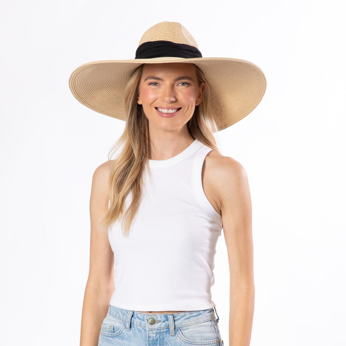 San Diego Hat Company Boardwalk Ultrabraid Pinch Crown Wide Brim Sun Hat with Printed Fabric Band - Little Miss Muffin Children & Home