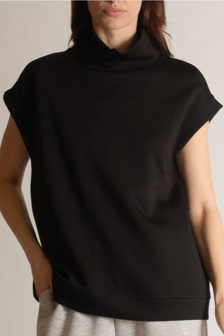 Before You Collection Before You Collection Butter Mock Neck Cap Sleeve Top in Black - Little Miss Muffin Children & Home