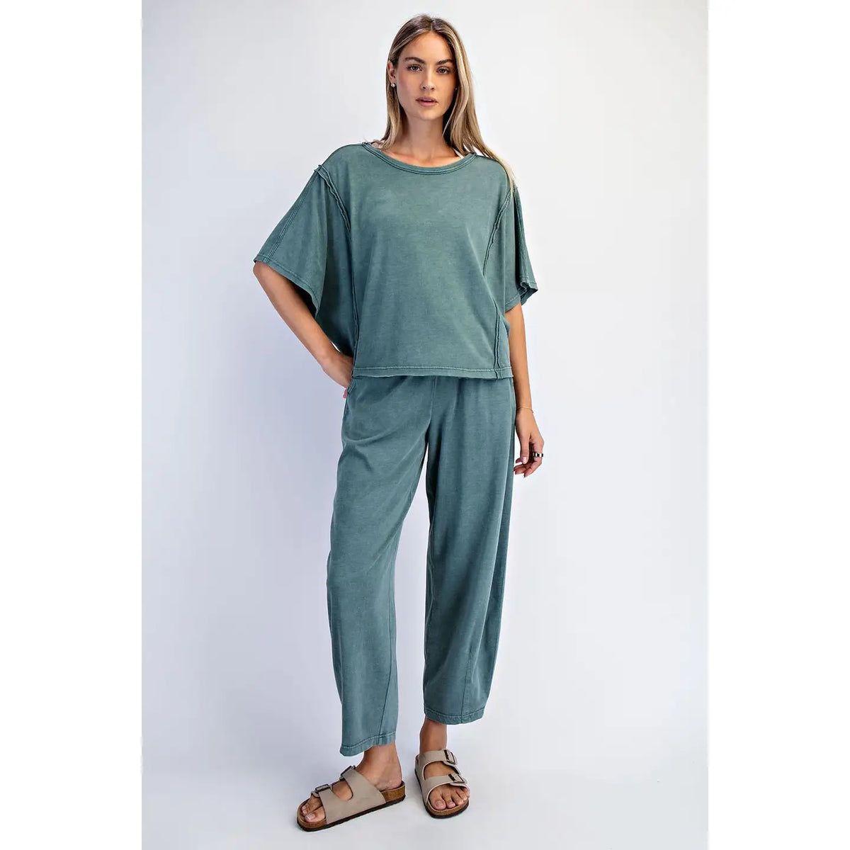 Rae Mode Mineral Washed Boxy Top & Barrel Pant Set in Jungle - Little Miss Muffin Children & Home