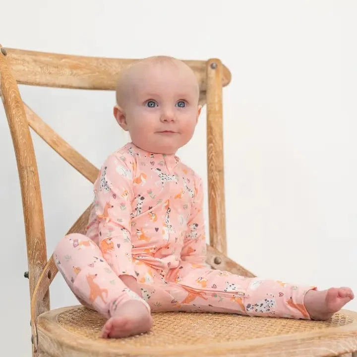 Sweet Bamboo Sweet Bamboo Ruffle Romper Puppy Love - Little Miss Muffin Children & Home