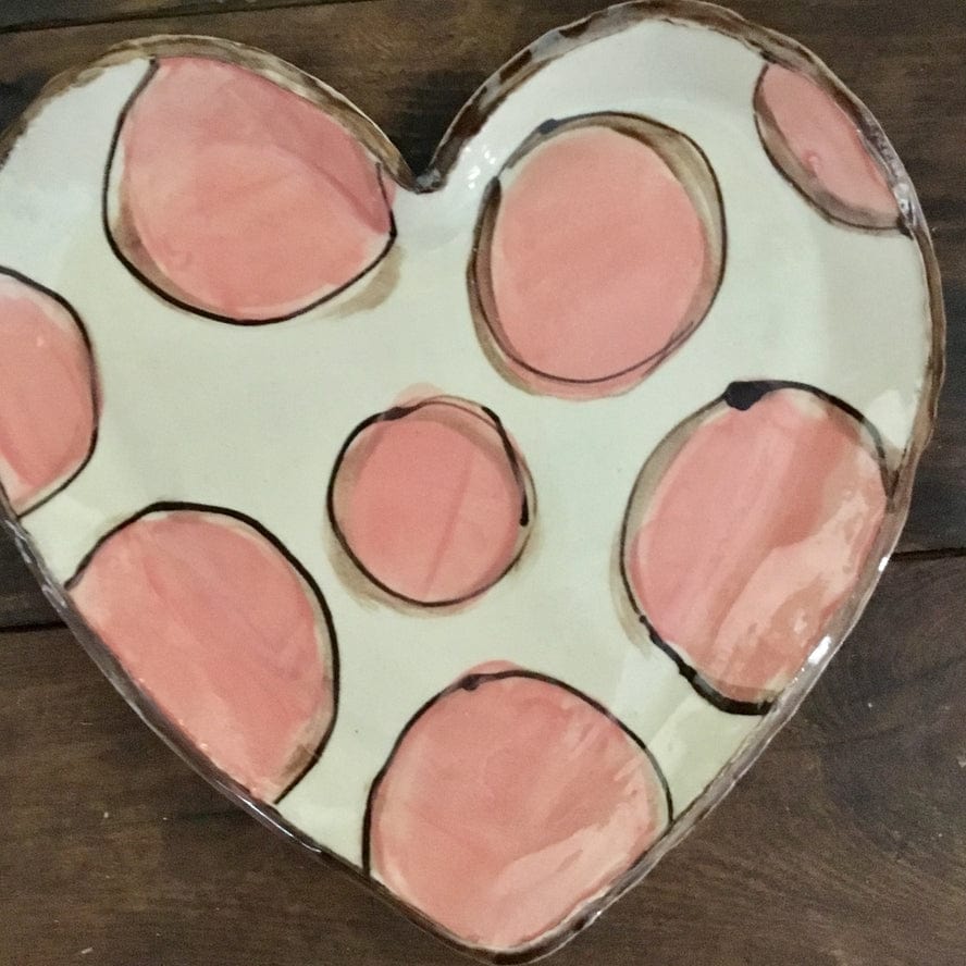 Heartfelt Traditions Heartfelt Traditions Small Heart Plate, Pink Polka Dots - Little Miss Muffin Children & Home