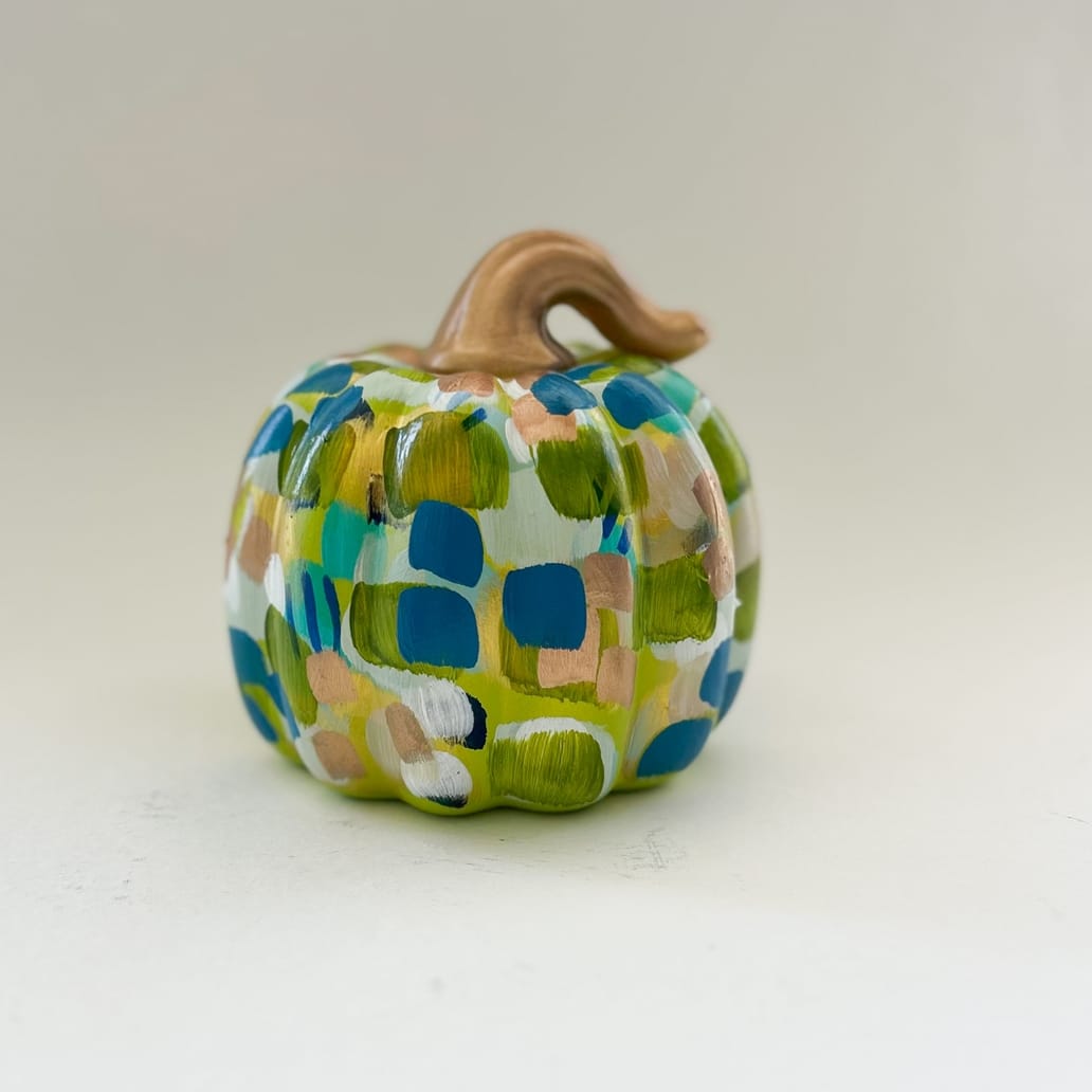 Jessica Reynolds Art Green & Blue Abstract Pumpkin - Little Miss Muffin Children & Home