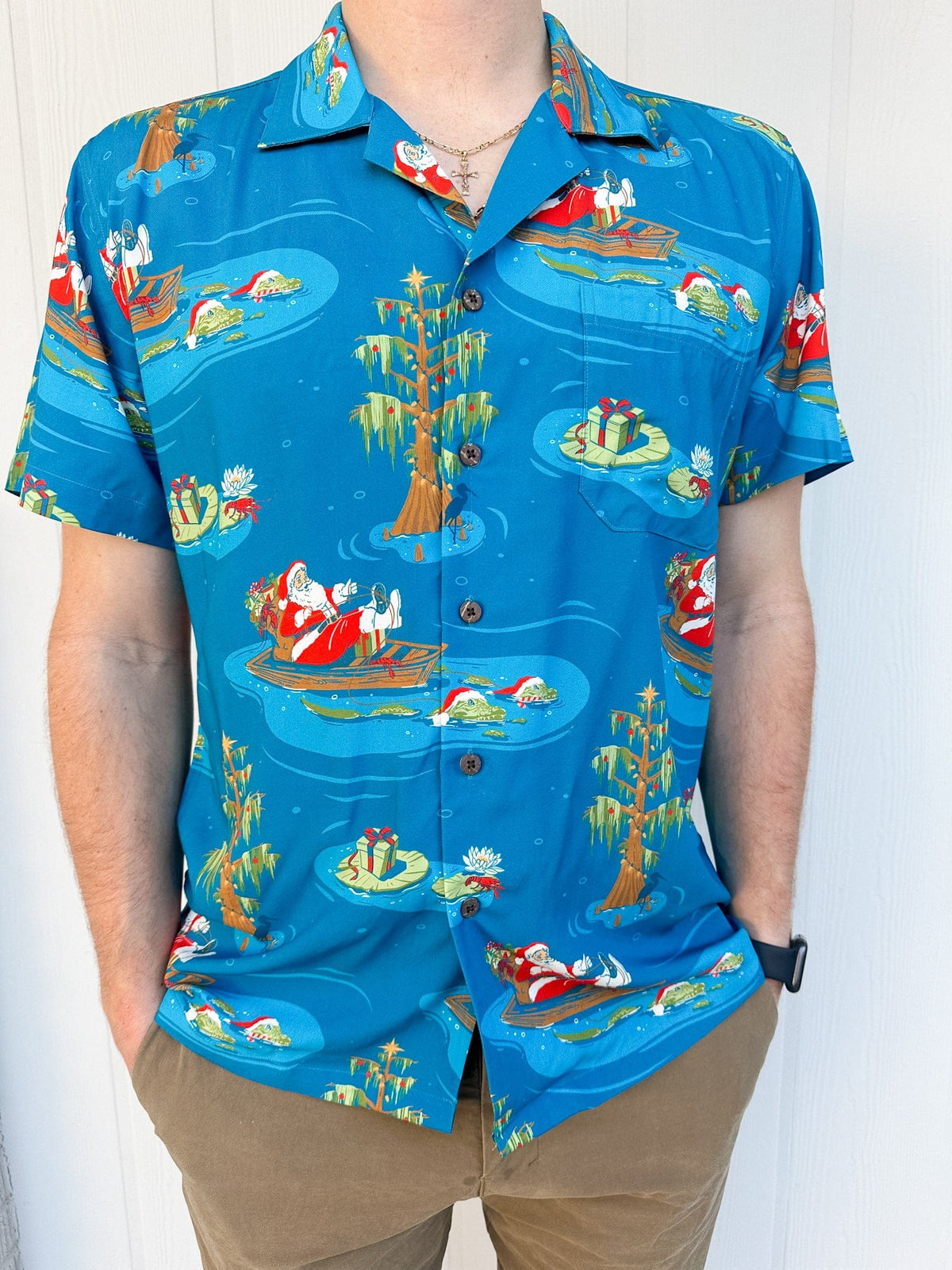 Southern Coastal Fashions Cajun Christmas Aloha Shirt - Little Miss Muffin Children & Home