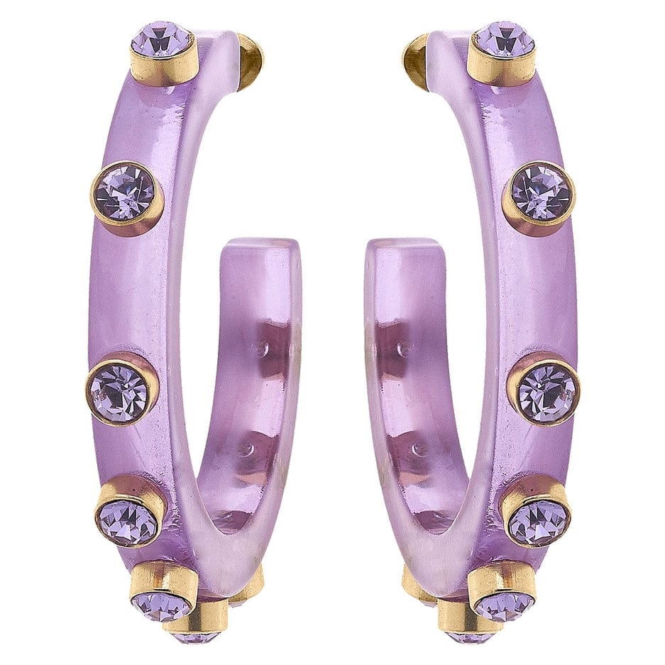Canvas Style Canvas Style Renee Resin and Rhinestone Hoop Earrings - Little Miss Muffin Children & Home