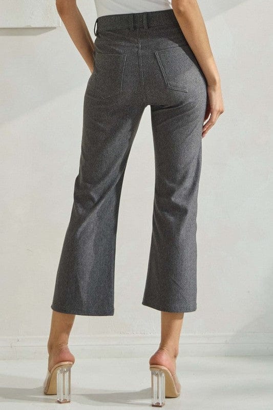 Yelete Straight Leg Cropped Pants in Grey - Little Miss Muffin Children & Home