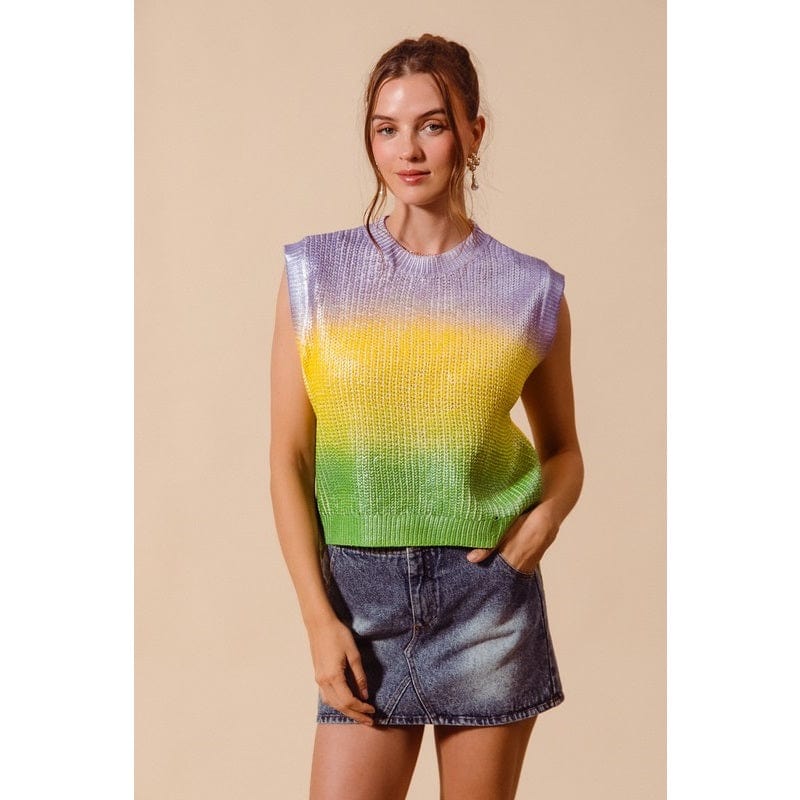 Ive Ive Metallic Ombre Mardi Gras Sleeveless Sweater - Little Miss Muffin Children & Home