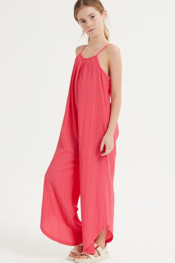 Good Girl Good Girl Asymmetrical Hem Crinkle Texture Jumpsuit Overall - Little Miss Muffin Children & Home