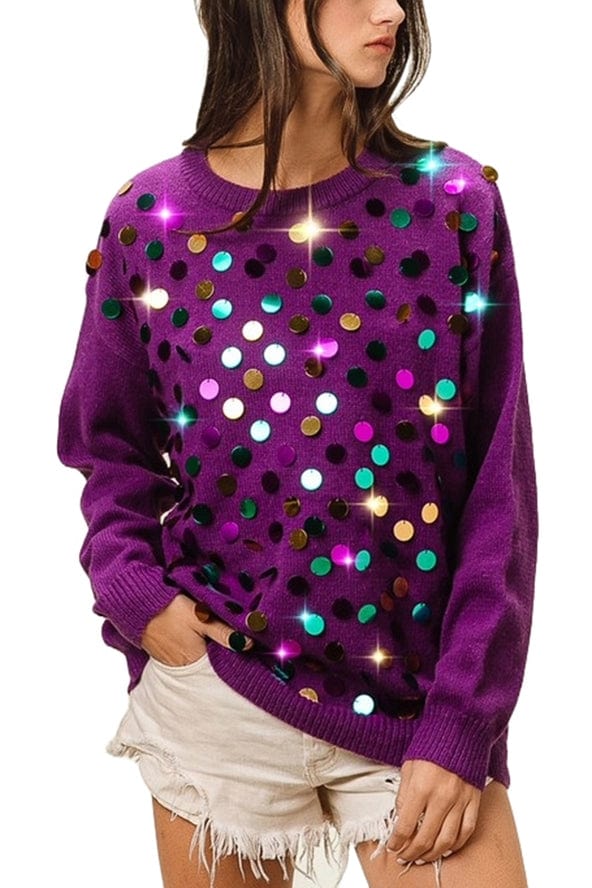 Vanilla Monkey Vanilla Monkey Mardi Gras Spangled Sweater - Little Miss Muffin Children & Home