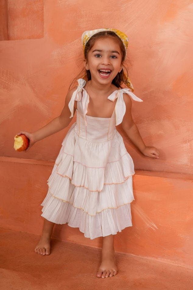 White Genelia Layerd Dress