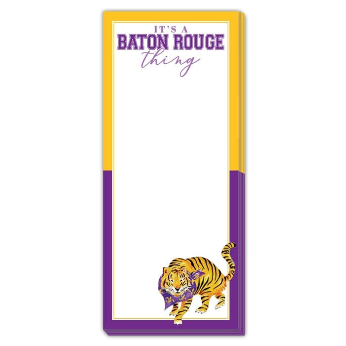 RosanneBeck Collections It's A Baton Rouge Thing Skinny Notepad with Tiger wearing Purple & Gold Bandana - Little Miss Muffin Children & Home