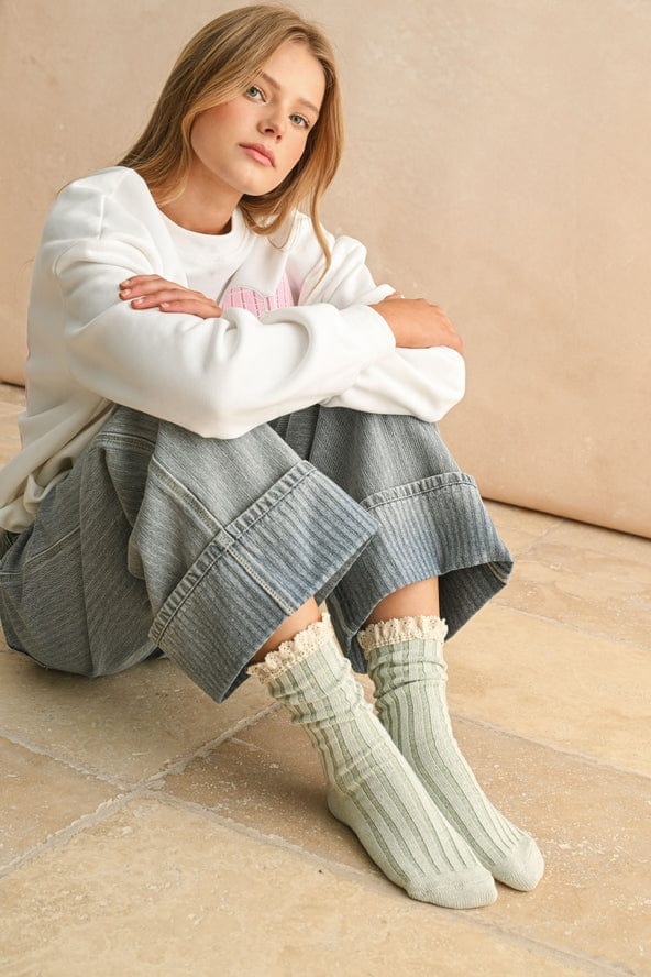 Miou Muse Crochet Trimmed Socks, Available in 3 Colors - Little Miss Muffin Children & Home