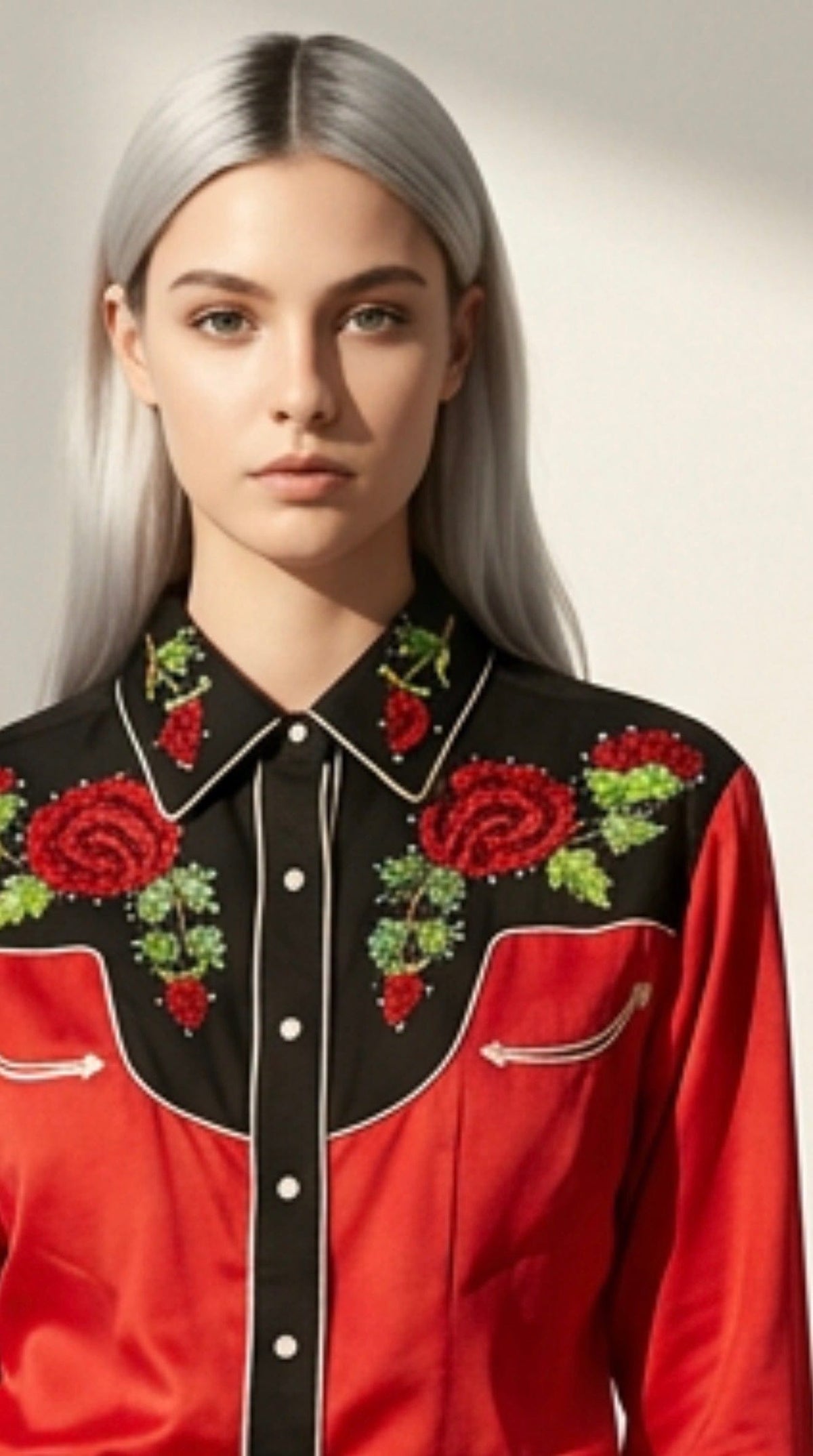 Rockmount Ranch Wear Women's Vintage 2-Tone Red Roses Embroidered Western Shirt - Little Miss Muffin Children & Home