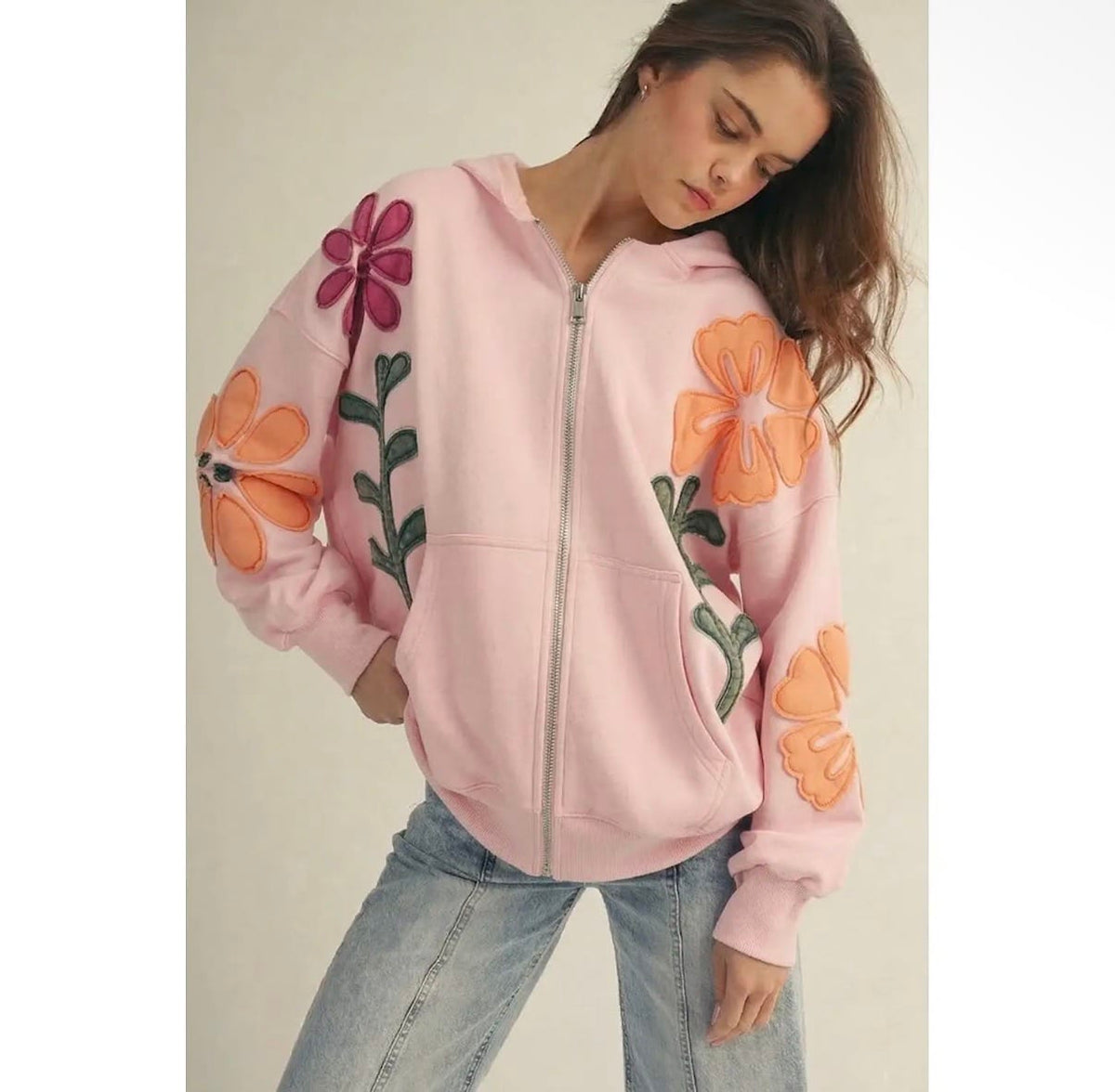 Ive Artisan Bloom Patch Patchwork Oversized Cardigan Hoodie - Little Miss Muffin Children & Home