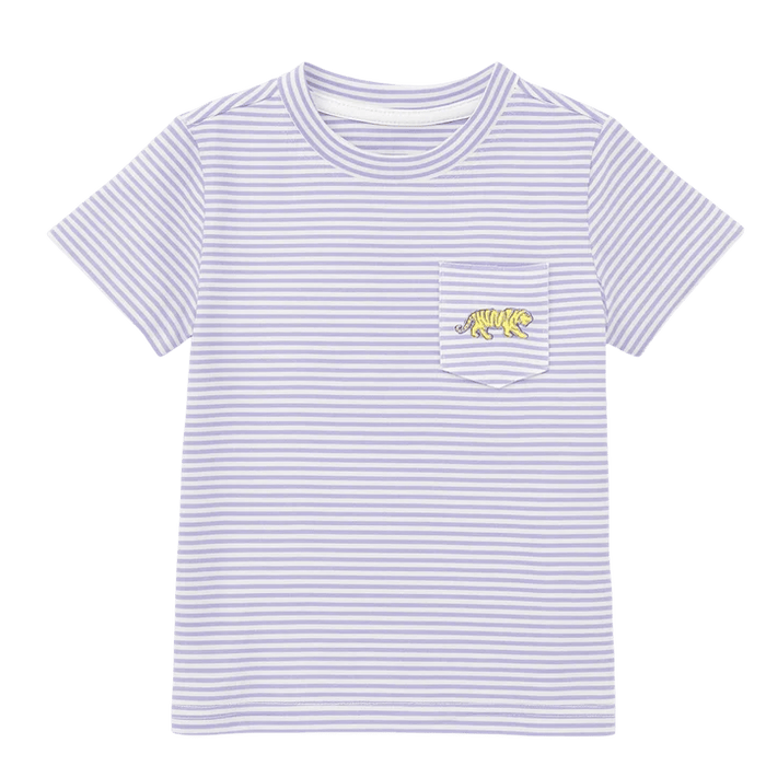 Ethan Team LSU Embroidered Crew Neck Striped T-Shirt