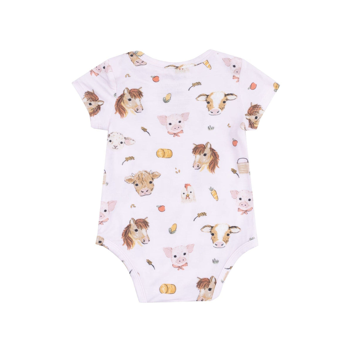 Angel Dear Angel Dear Short Sleeve Bodysuit Vintage Animals Faces Pink - Little Miss Muffin Children & Home