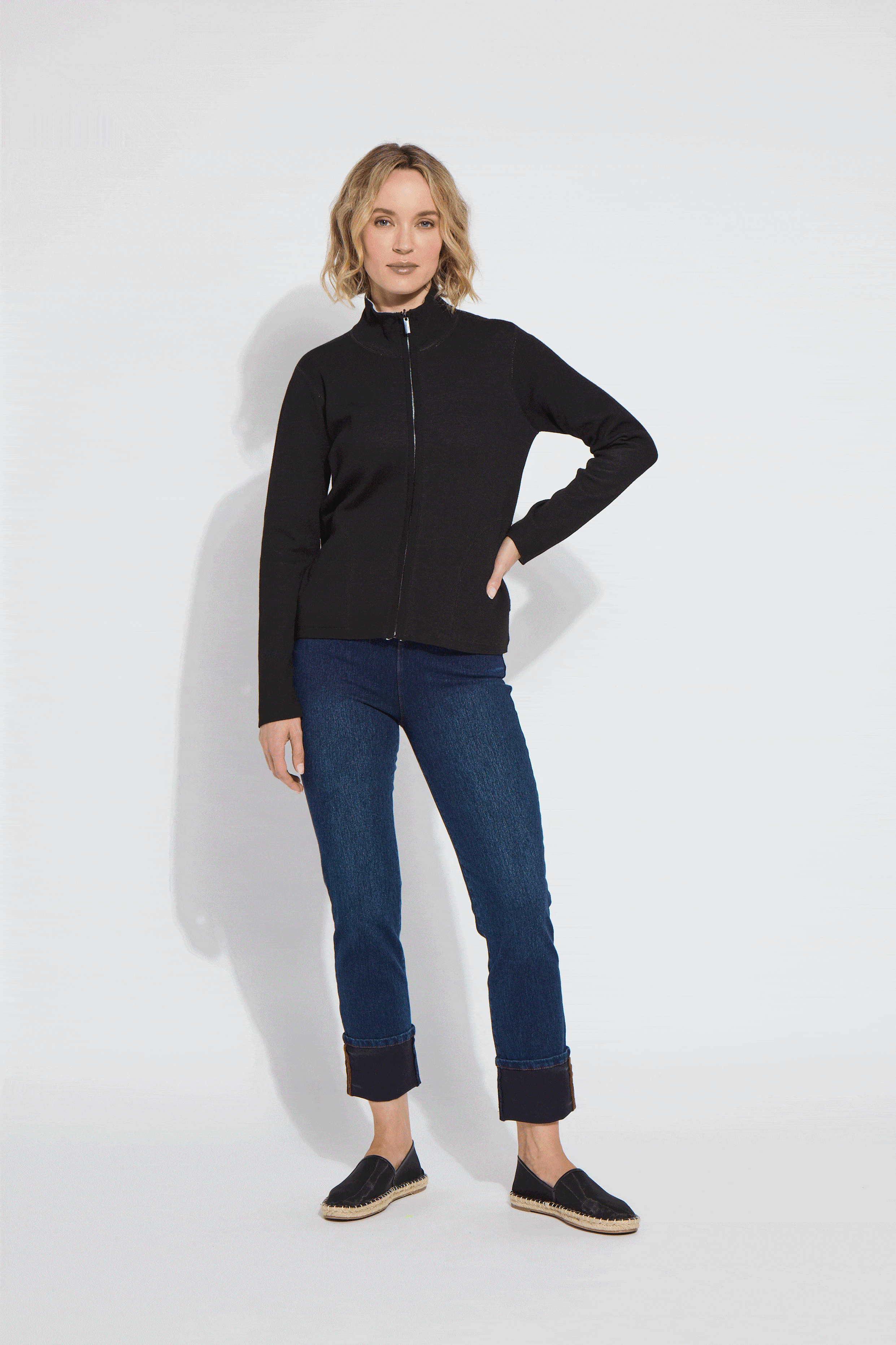 Lysse Lyssé Reversible Cashmere Zip-Up Cardigan – Black/Pearl Grey Melange - Little Miss Muffin Children & Home