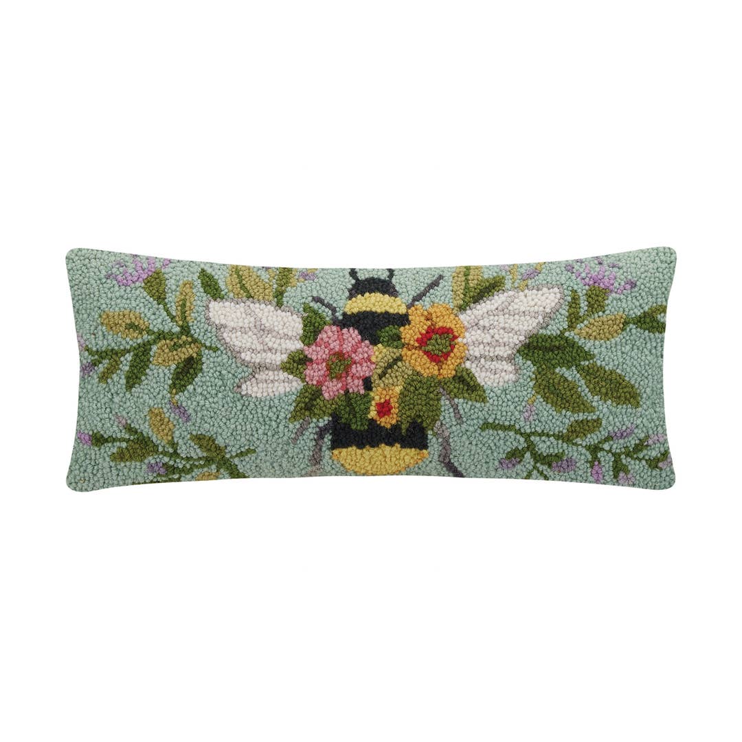 Floral Bee Hook Lumbar Pillow