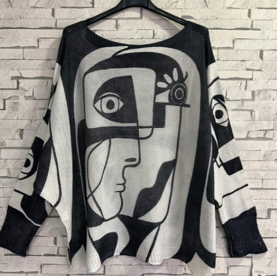 Loowie Loowie Black & White Picasso Abstract Art Print Sweater | Made in Italy - Little Miss Muffin Children & Home