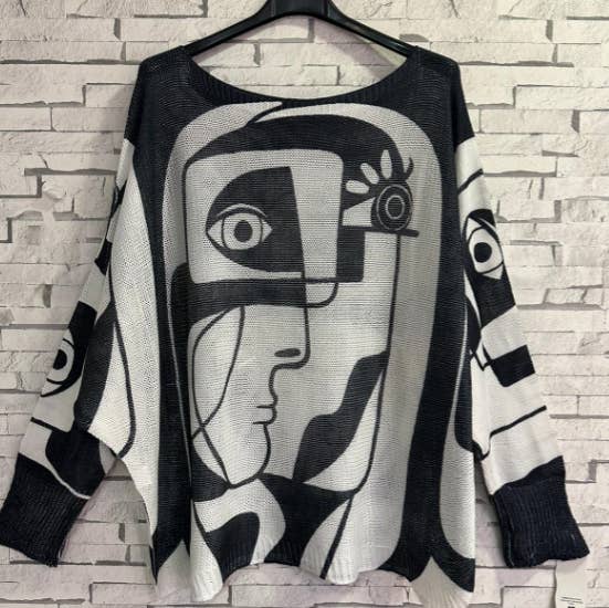Loowie Black & White Picasso Print Knit Sweater - Little Miss Muffin Children & Home