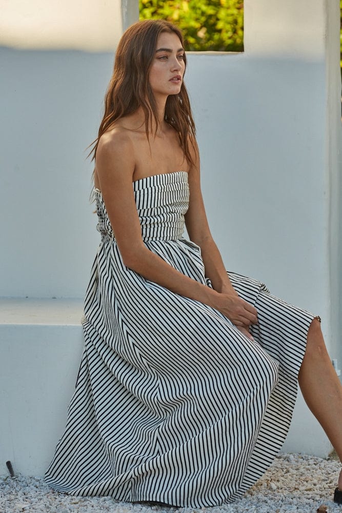By Together Striped Tube Neck Strapless Flare Maxi Dress - Little Miss Muffin Children & Home