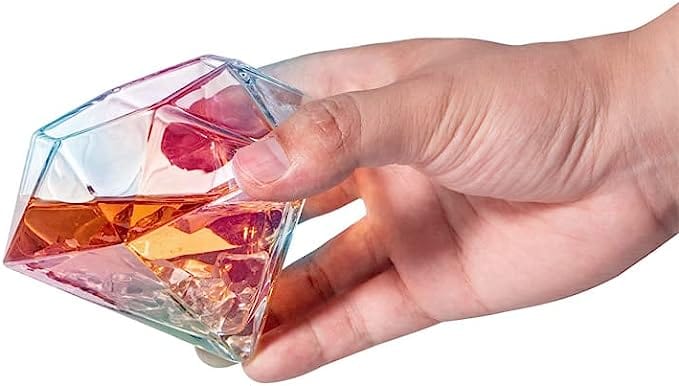 Set of 2 iridescent diamond whiskey glasses by The Wine Savant
