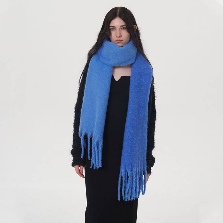 Accity Blue Autumn Winter Double-Color Faux Cashmere Scarf - Little Miss Muffin Children & Home
