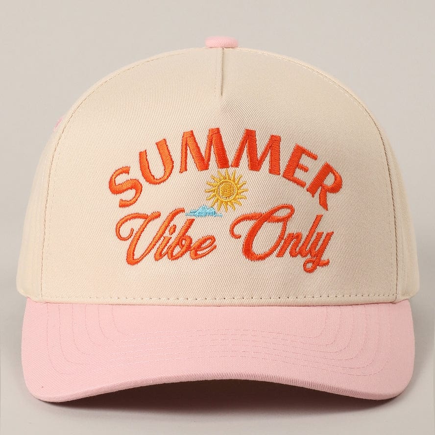 Fashion City Summer Vibe Only Embroidered Two-Tone Trucker Hat, Light Pink - Little Miss Muffin Children & Home
