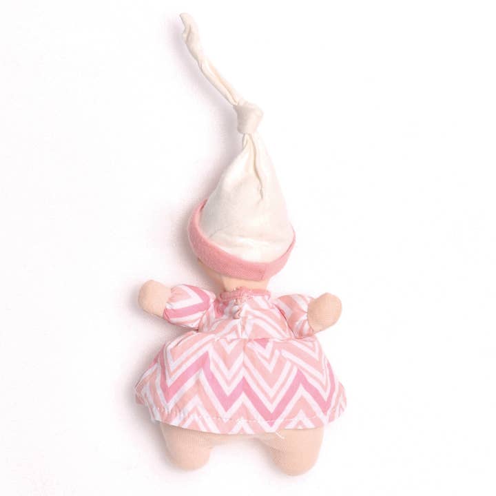 Precious Light Skin Doll with Natural Rubber Head in Pink & White Chevron Dress