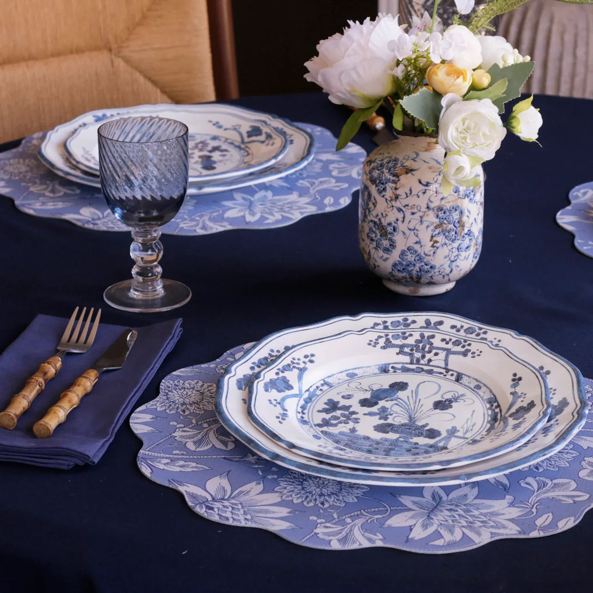 Beatriz Ball Vida Faenza 9" White & Blue Salad Plate Set of 4 - Little Miss Muffin Children & Home