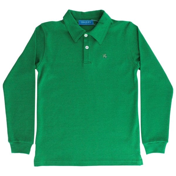 Bailey Boys Harry Long Sleeve Polo in Kelly - Little Miss Muffin Children & Home