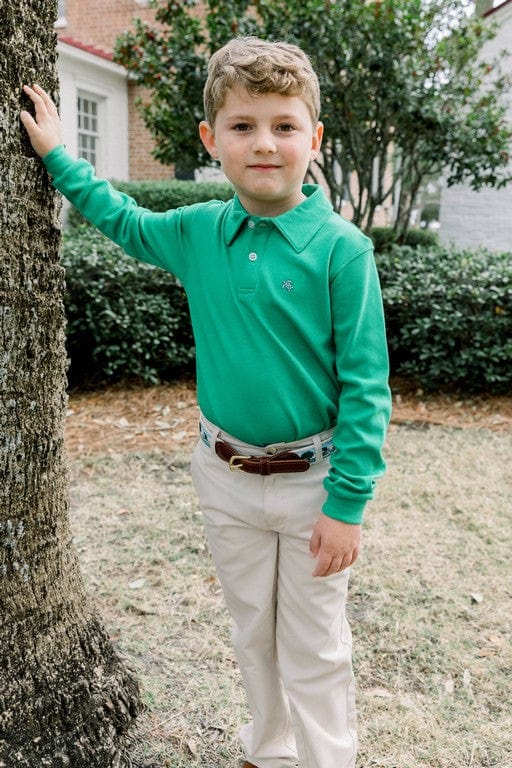 Bailey Boys Harry Long Sleeve Polo in Kelly - Little Miss Muffin Children & Home
