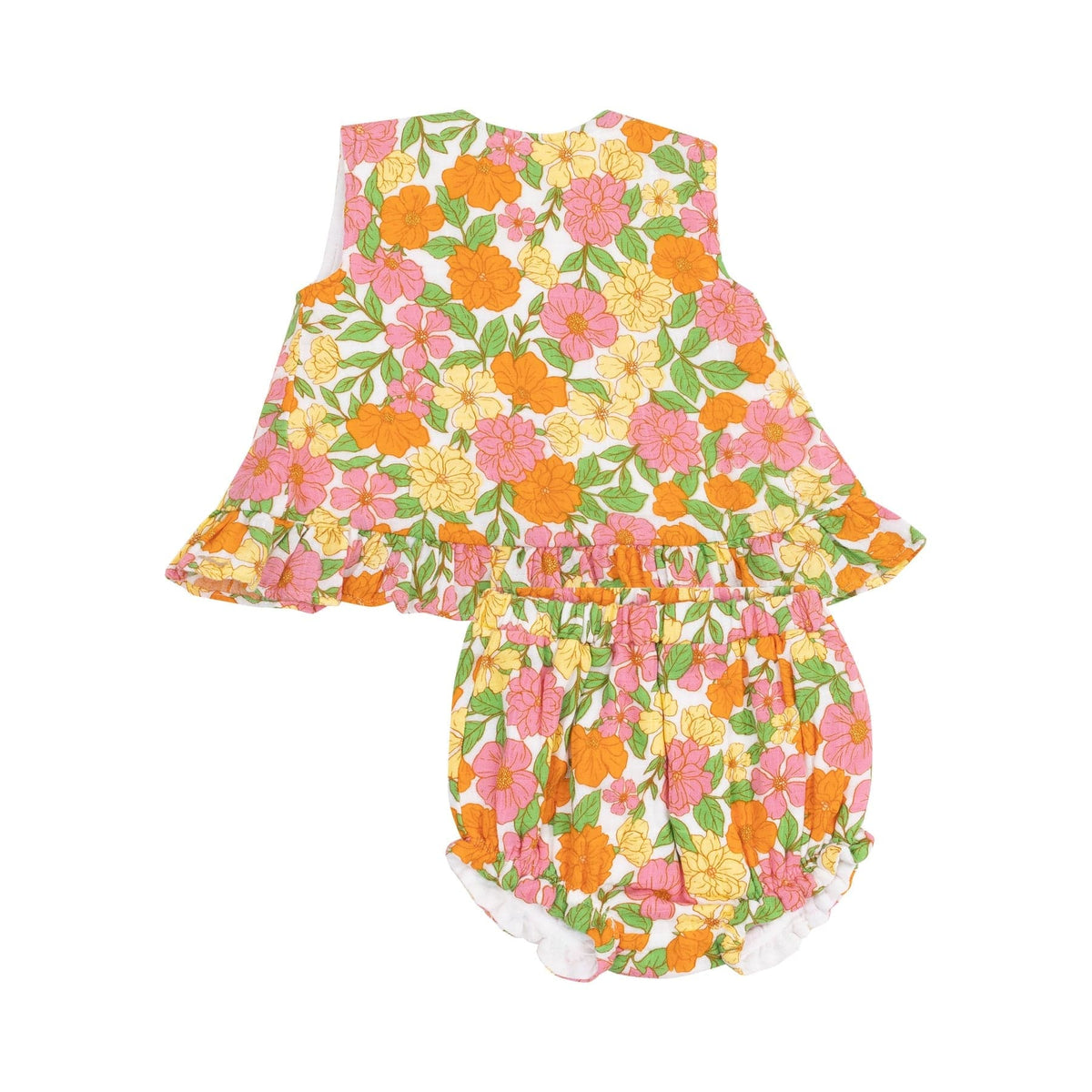 Angel Dear Angel Dear Botanical Retro Floral Ruffle Back Top & Bloomer - Little Miss Muffin Children & Home