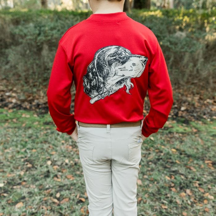 Bailey Boys Bailey Boys Long Sleeve Performance Logo Tee -Spaniel Dog/Red - Little Miss Muffin Children & Home