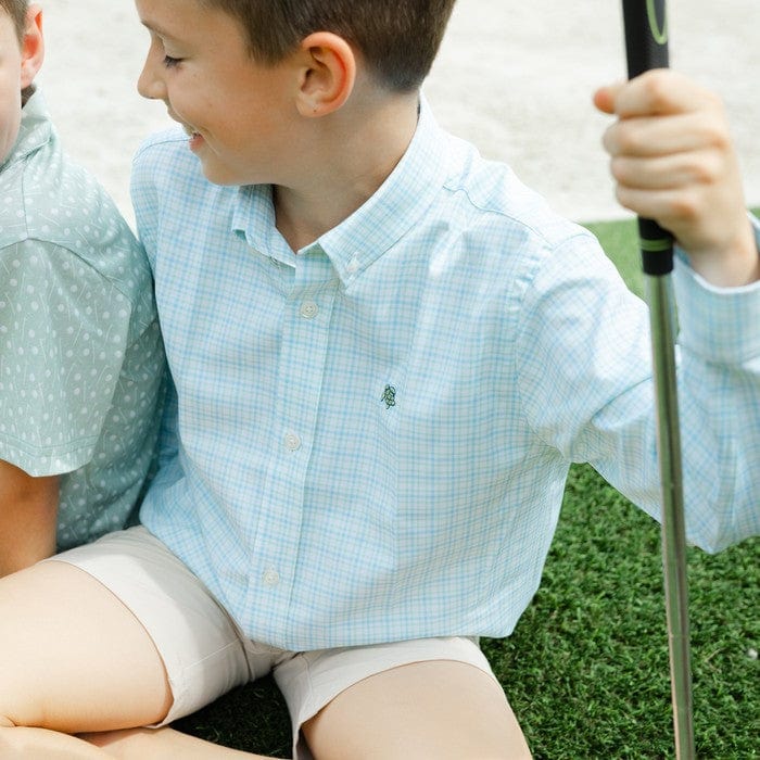 Bailey Boys Bailey Boys Roscoe Performance Button Down Shirt, Lagoon - Little Miss Muffin Children & Home