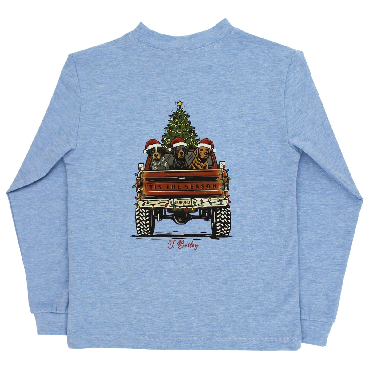 J. Bailey Boys’ Christmas Pups Long-Sleeve Logo Tee in Blue