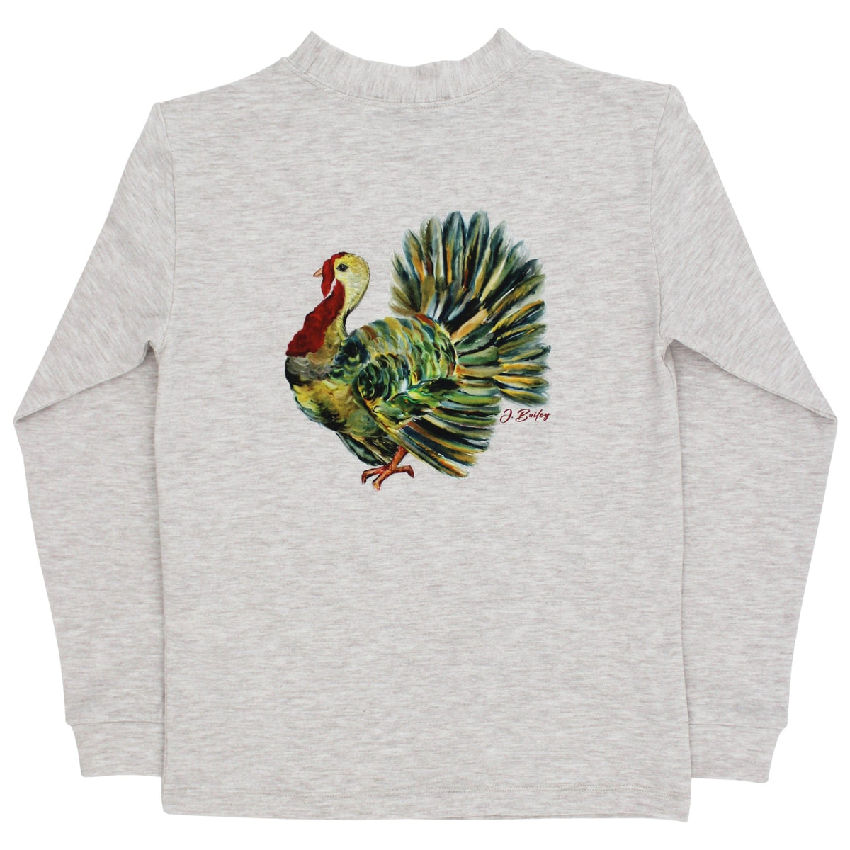 Bailey Boys Long Sleeve Logo Tee, Turkey on Oatmeal - Little Miss Muffin Children & Home
