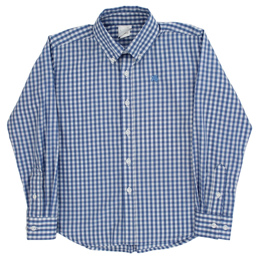 Bailey Boys Roscoe Button Down Shirt in Blue Check - Little Miss Muffin Children & Home