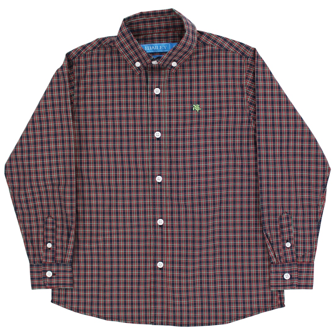 Roscoe Button Down Shirt in Durham Plaid for boys by J. Bailey, view 2