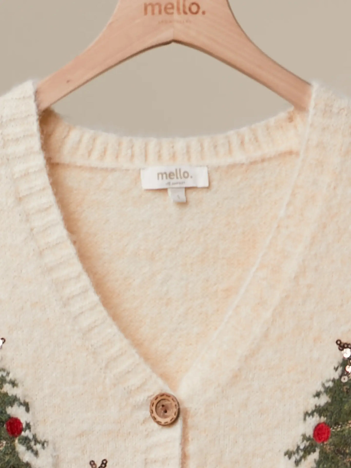 Mello. Mello Christmas Tree Embroidered Ivory Cardigan - Little Miss Muffin Children & Home