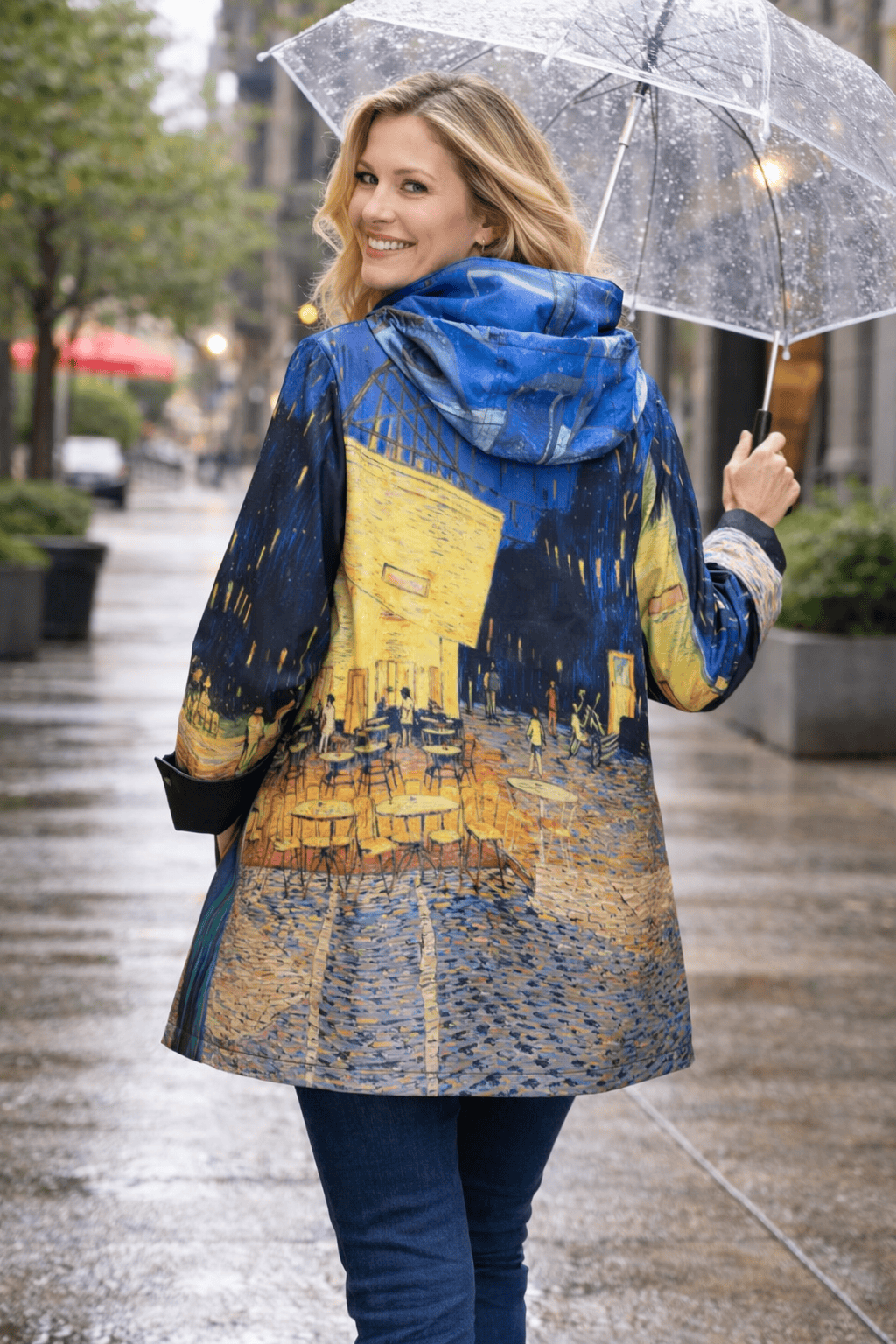 Aria Collection Cafe Terrace at Night Reversible Toggle Raincoat - Little Miss Muffin Children & Home
