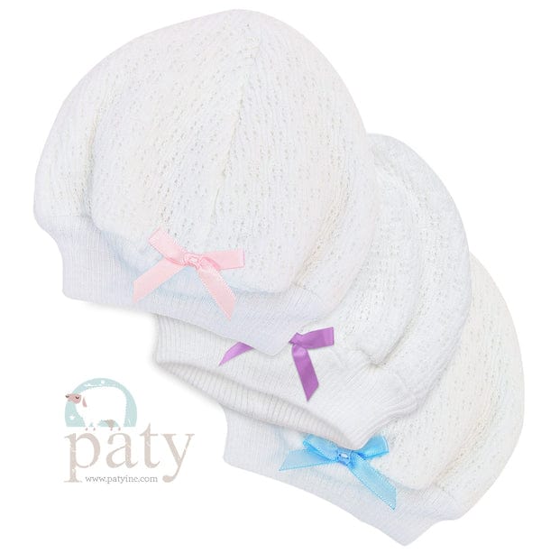 Paty, Inc. Paty Knit White Beanie with Bow #105 - Little Miss Muffin Children & Home