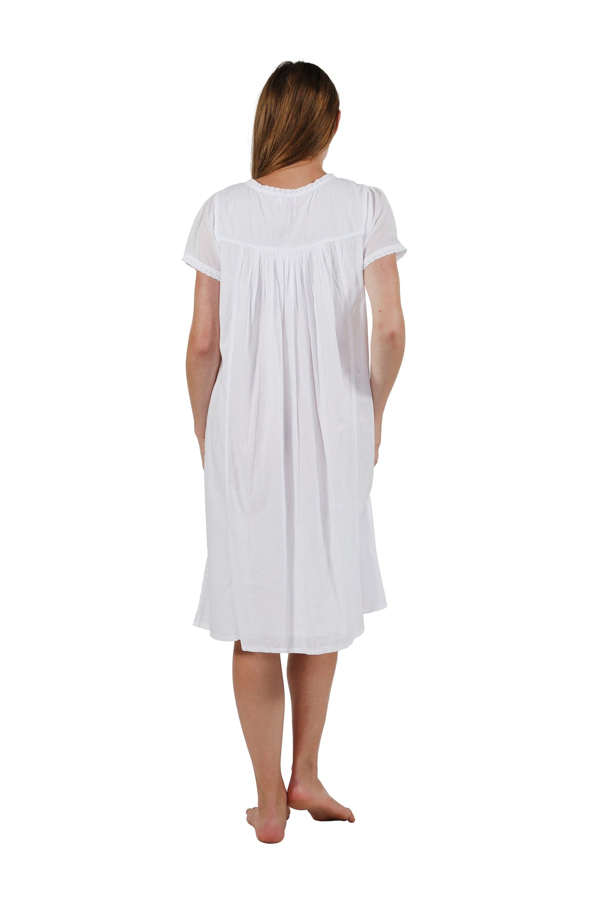 La Cera La Cera Short Sleeve Embroidered Gown - Little Miss Muffin Children & Home