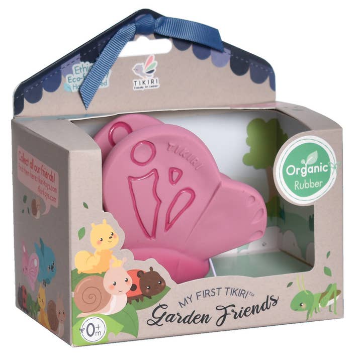 Butterfly Natural Organic Rubber Teether, Rattle & Bath Toy