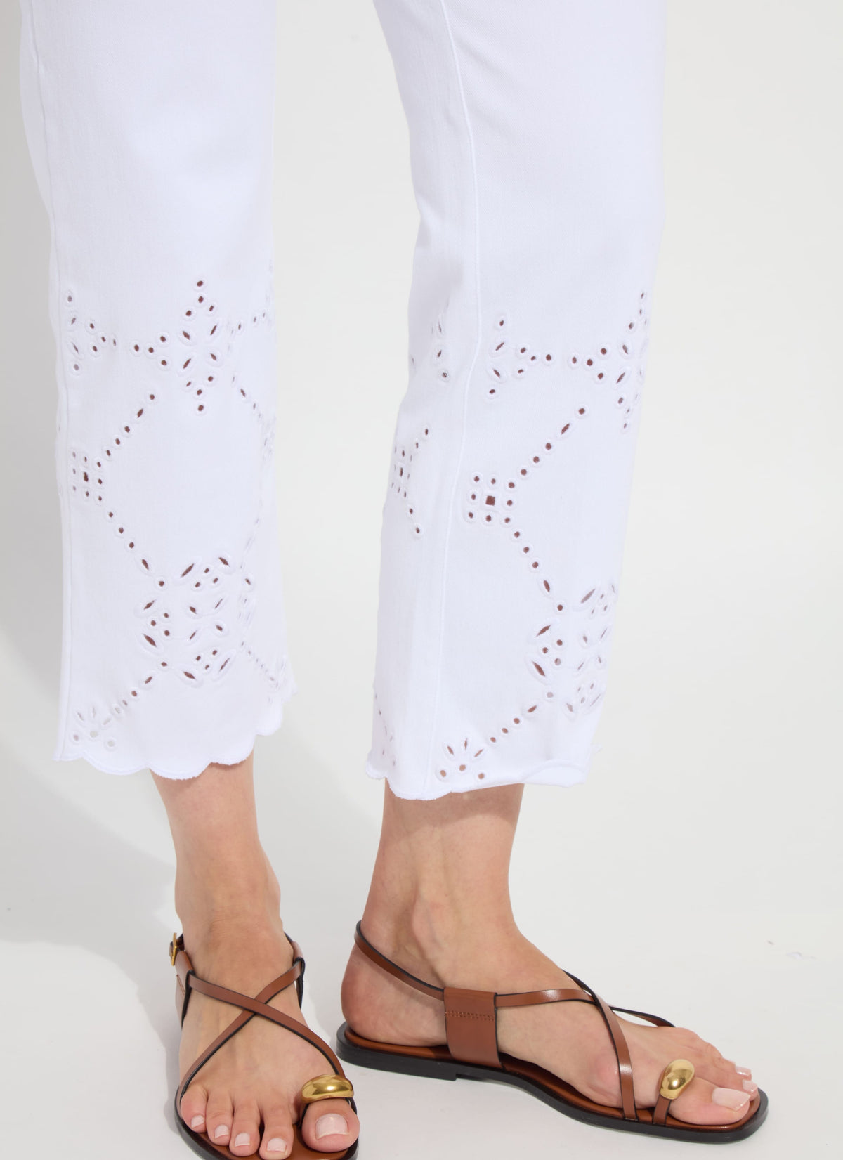 Lysse Lysse Billie Eyelet Straight Denim Pant in White - Little Miss Muffin Children & Home
