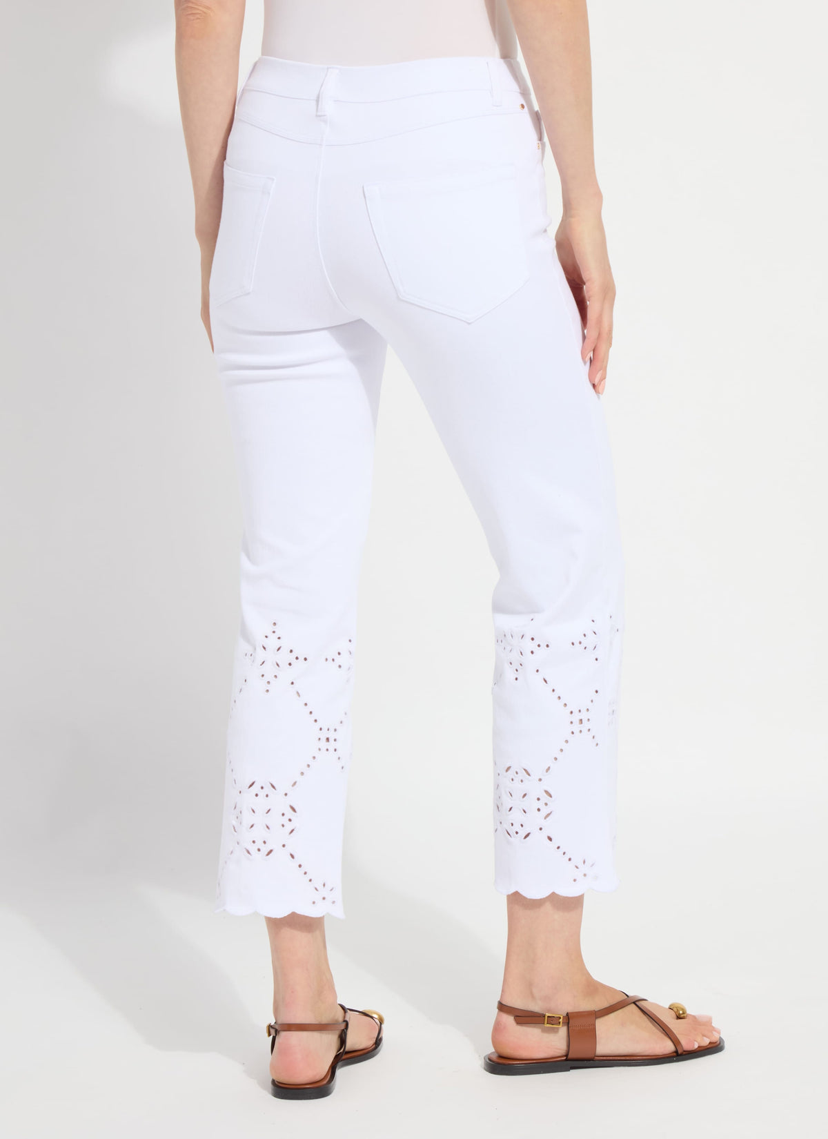 Lysse Lysse Billie Eyelet Straight Denim Pant in White - Little Miss Muffin Children & Home