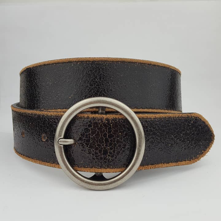 Axesoria West Vintage Leather Belt with Distress Burnish Edge - Little Miss Muffin Children & Home